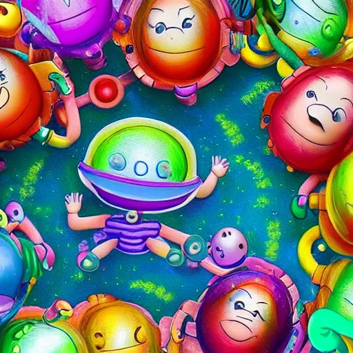 Image similar to a beautiful photo of baby aliens having fun at a playground, very detailed, masterpiece, photorealistic