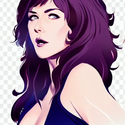 Prompt: lucy lawless with brunette hair, clean cel shaded vector art. shutterstock. behance hd by lois van baarle, artgerm, helen huang, by makoto shinkai and ilya kuvshinov, rossdraws, illustration.