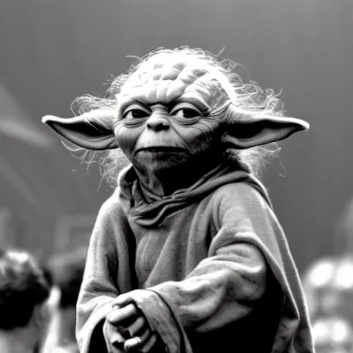 Image similar to yoda performing at woodstock