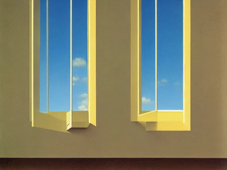 Prompt: the window, painting by rene magritte, high detail, high resolution