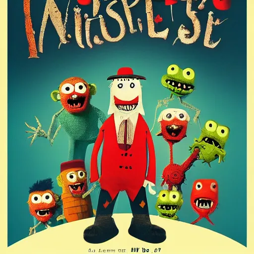 Image similar to little mr monster by richard hargreaves and jim henson, movie poster