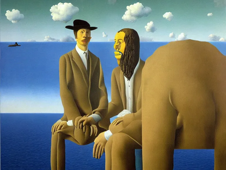 Image similar to painting by rene magritte and salvador dali, high detail, high resolution