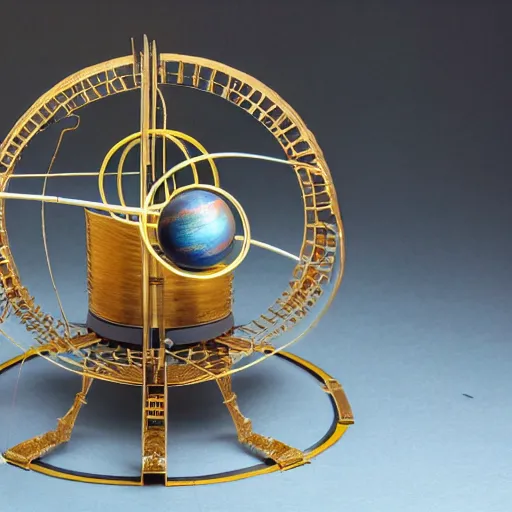 Image similar to a kinetic sculpture of this solar system, sun, orrery, canon 5 d 5 0 mm lens, papier - mache, studio, circa 2 0 4 9