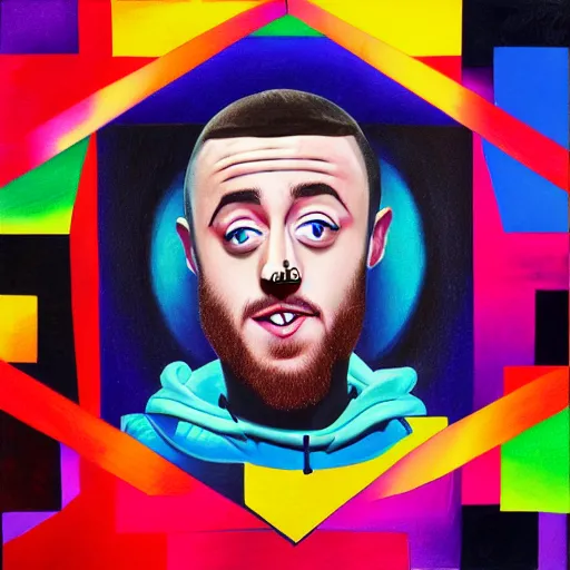 Image similar to hyper realistic abstract mac Miller portrait