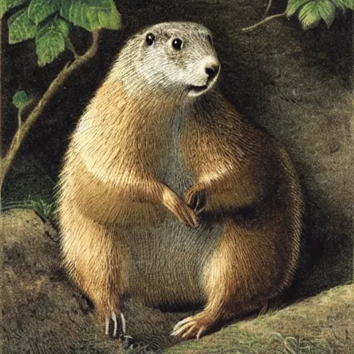 Image similar to a coloured illustration of a marmot by jacopo ligozzi