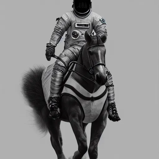 Image similar to an astronaut riding a horse in photorealistic style, 8 k, trending on artstation, highly detailed