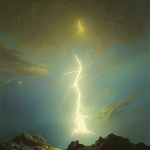 Prompt: UHD tonalism painting of Jack Black calling the lightning on Mars, by Antonio Caparo and Ferdinand Knab and Greg Rutkowski, UHD, photorealistic, trending on artstation, trending on deviantart