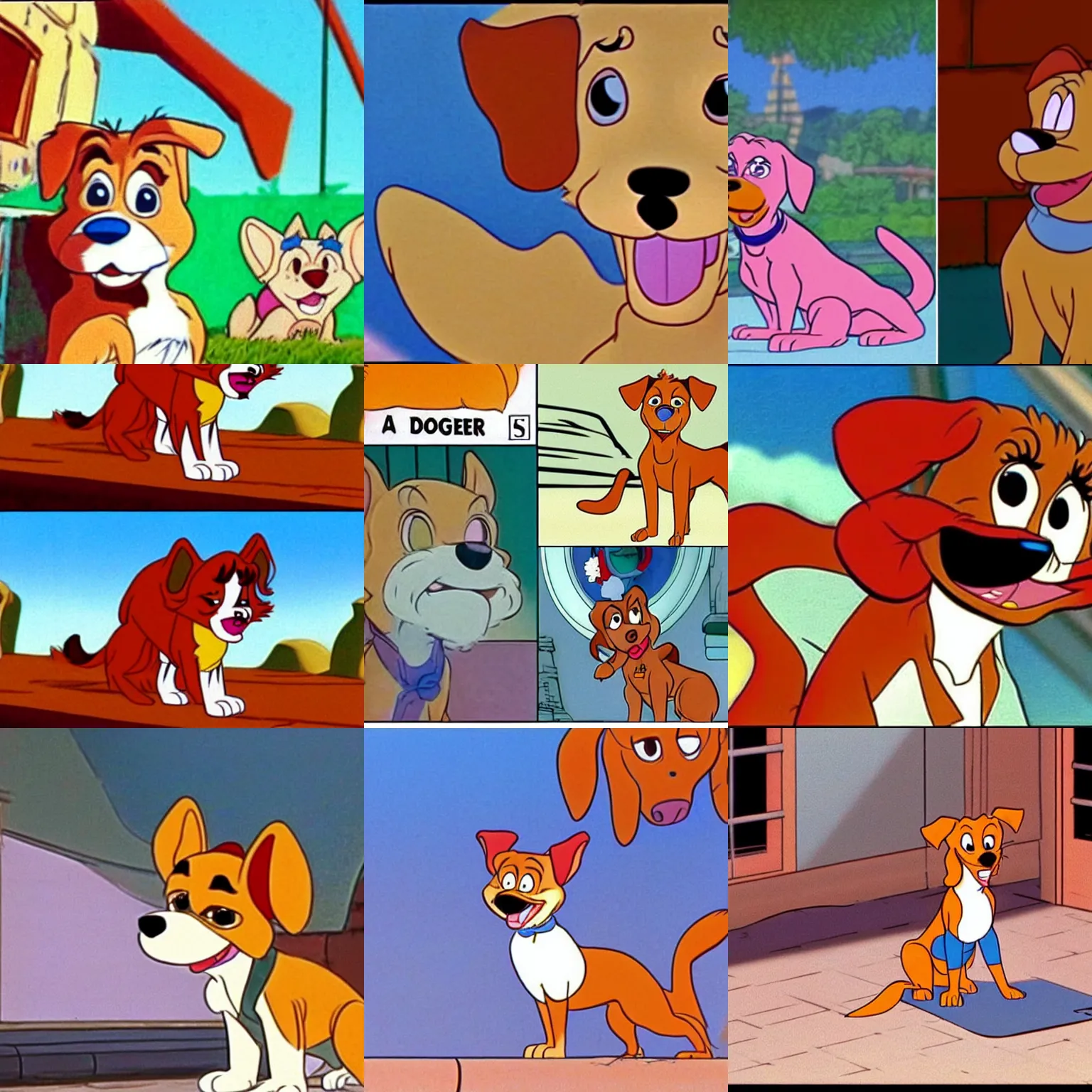 Prompt: dodger the dog from oliver & company ( 1 9 8 8 ) in all dogs go to heaven ( 1 9 8 9 ), animation still, don bluth, disney