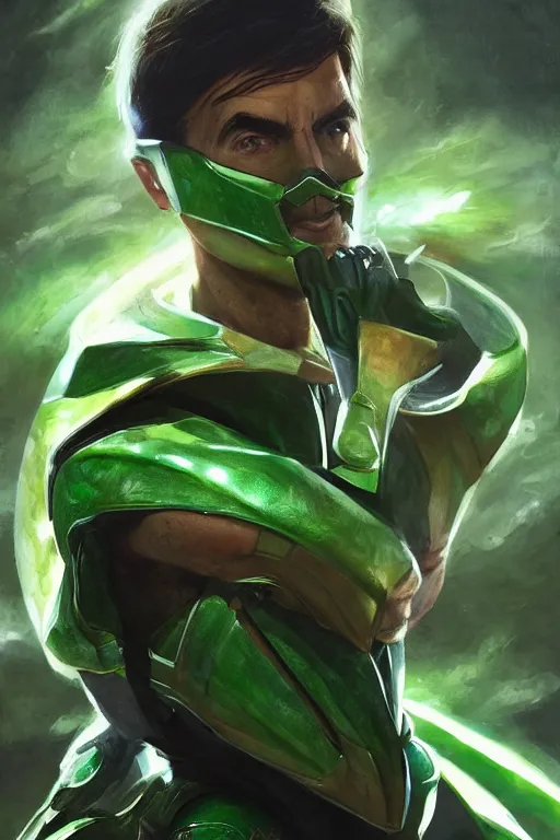 Image similar to portrait of carl sagan as green ranger from power rangers, intricate, highly detailed, smooth, artstation, digital illustration by Ruan Jia and Mandy Jurgens and Artgerm and Wayne Barlowe and Greg Rutkowski and Zdislav Beksinski