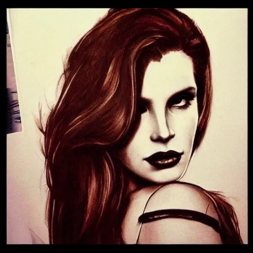 Image similar to Lana del rey tattoo design, photorealistic, dramatic