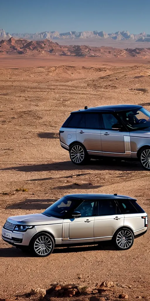 Prompt: Range Rover Supercharged is ready for a long-distance journey in the desert