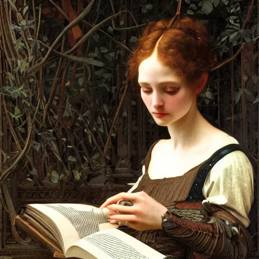 Prompt: a girl reading a book by Edgar Maxence and Caravaggio and Michael Whelan and Caravaggio artistic, intricate drawing, light brazen, realistic fantasy, extremely detailed and beautiful aesthetic face, establishing shot, 8k resolution, dramatic lighting