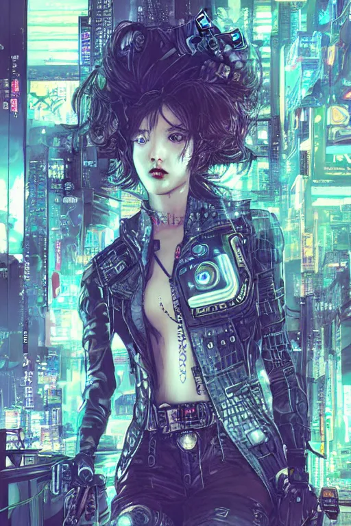 Image similar to \'Cyberpunk detective. Сoncept art. Artwork by Yoshitaka Amano. photoillustration