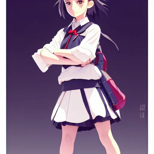 Image similar to a beautiful! boyish! natalie portman model, wearing catholic school girl outfit with mayan pattern and native style, jrpg aztec street fashion, gapmoe yandere grimdark, trending on pixiv fanbox, painted by greg rutkowski makoto shinkai takashi takeuchi studio ghibli, akihiko yoshida