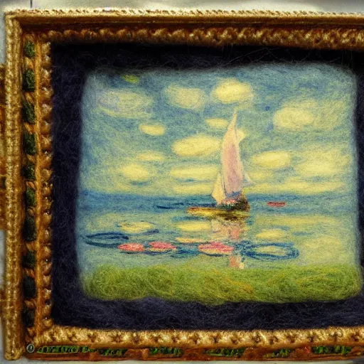 Prompt: a needle felting of a monet painting