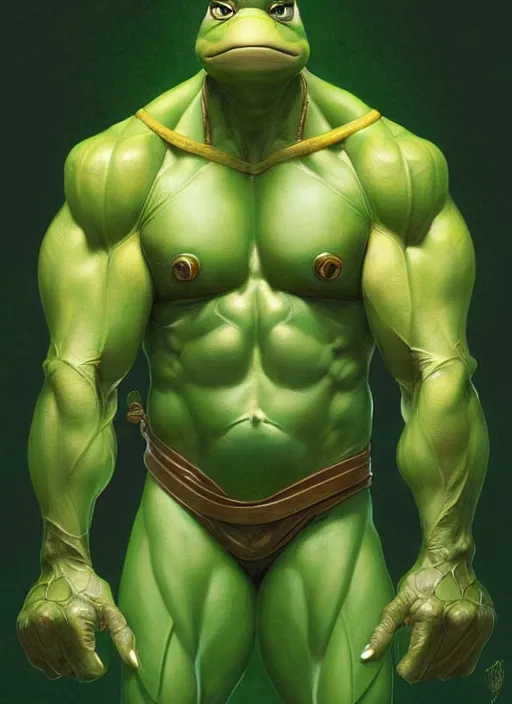 Prompt: portrait of leonardo from teenage mutant ninja turtle, muscular! turtle shell!!!, intricate, elegant, highly detailed, green skin!, digital painting, artstation, concept art, smooth, sharp focus, illustration, art by artgerm and greg rutkowski and alphonse mucha