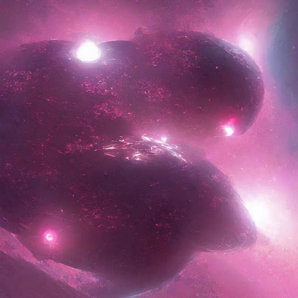 Image similar to portrait of dyson sphere program pink planet, concept art, by greg rutkowski, xray melting colors