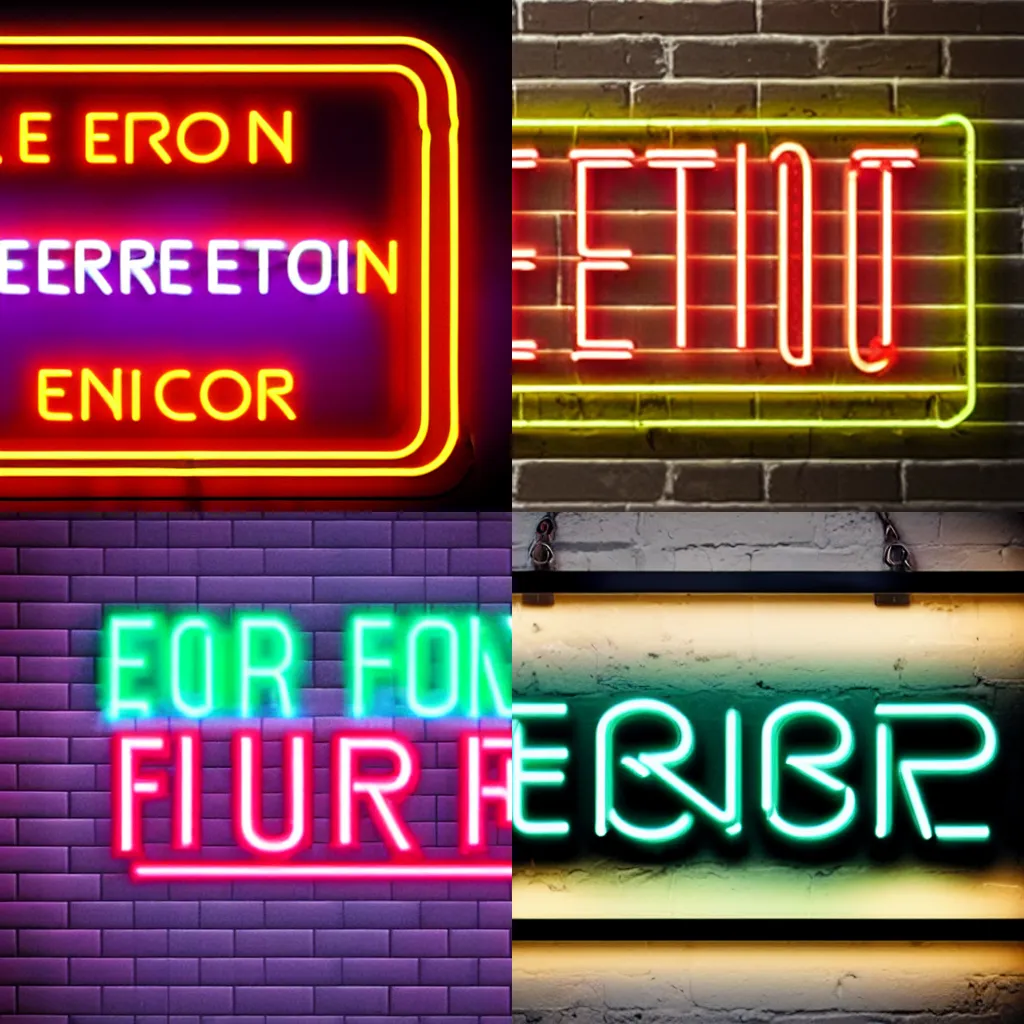 Prompt: neon sign with text that reads : error 4 0 4