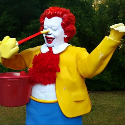 Image similar to ronald mcdonald puking vomiting