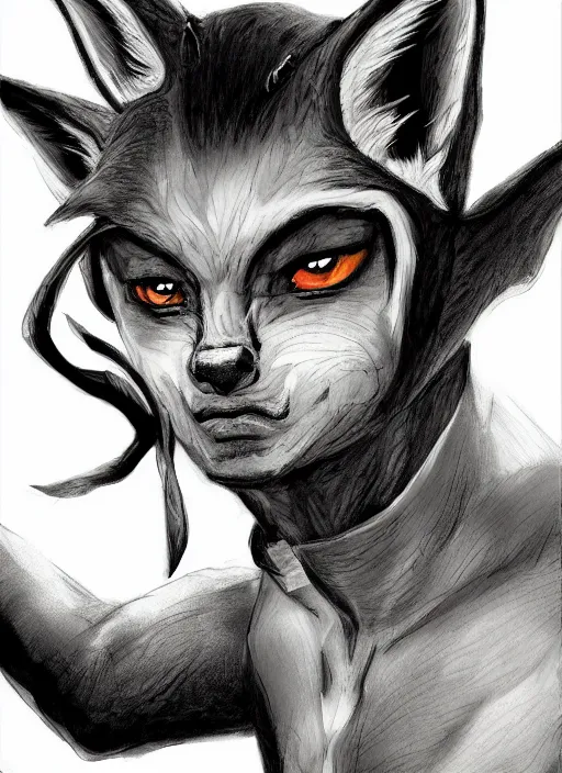 Image similar to A fantasy comic book style portrait painting of a fox person in monk clothing training martial arts, DAZ, hyperrealistic, ambient light, dynamic light