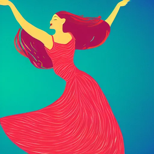 Image similar to a digital illustration of a beautiful woman dancing