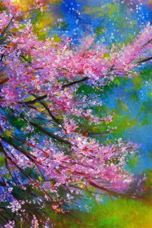 Image similar to Hanami flowers in impressionism style