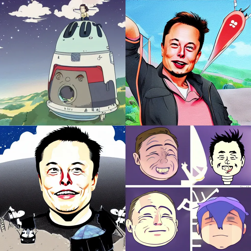 Prompt: elon musk in the style of studio ghibli