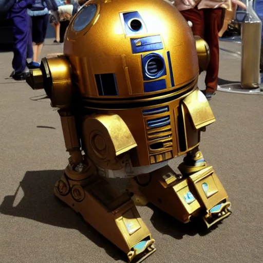 Prompt: a steampunk robot ( ( ( r 2 d 2 ) ) )