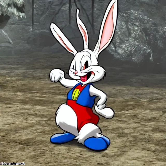 Image similar to bugs bunny in mortal kombat, 3 d videogame render, 4 k