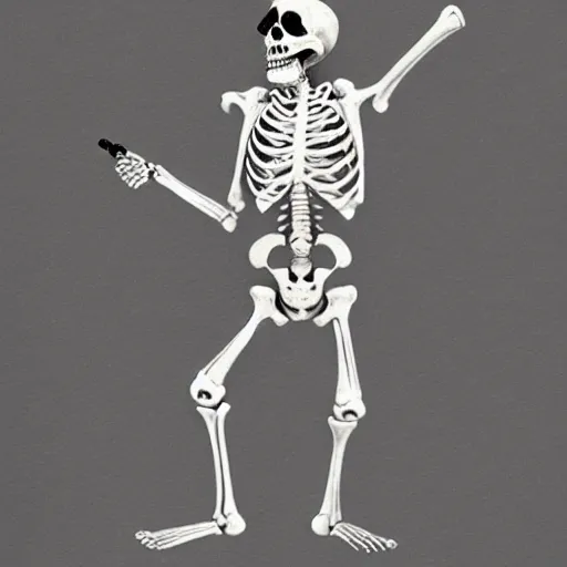 Image similar to Skeleton with an Uzi