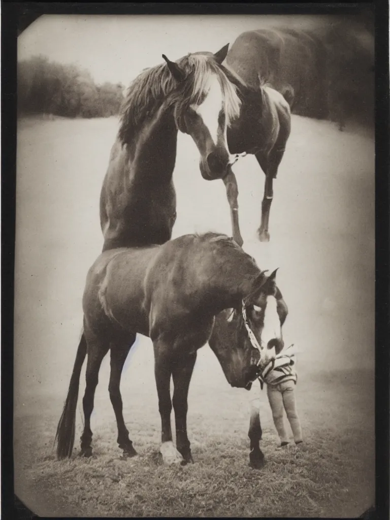 Image similar to the horse ate grandma again, amateur Polaroid,