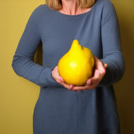Image similar to Julia Davis holding a lemon