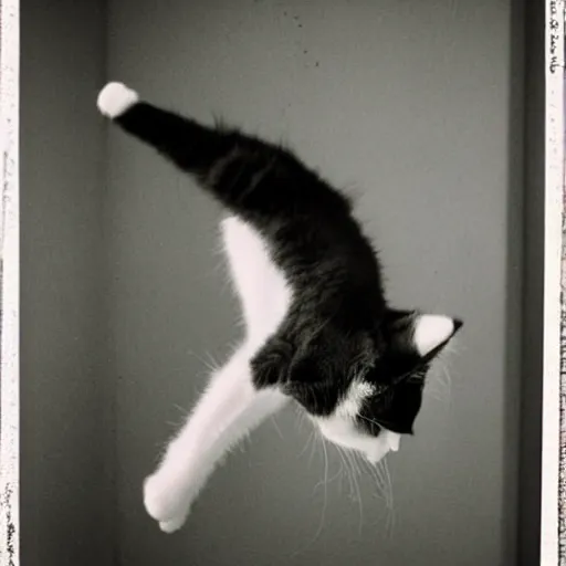 Image similar to 35mm Kodak photos of beautiful cats doing gymnastics