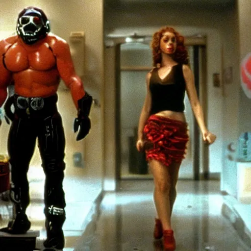 Prompt: a still of the movie weird science, 2 0 0 4 doom 3 visuals and graphics aesthetic