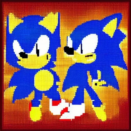 Prompt: Sonic the Hedgehog mosaic, pixels