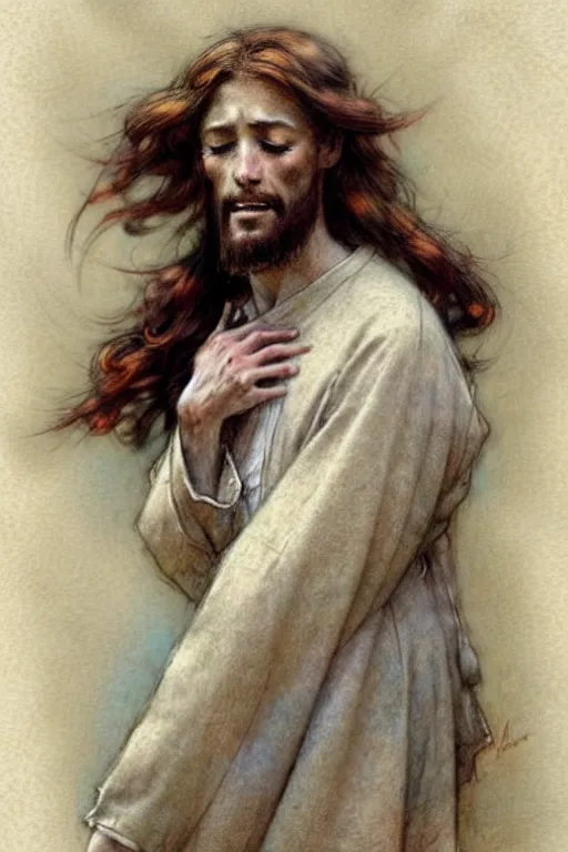 Image similar to (((((1950s jesus . muted colors.))))) by Jean-Baptiste Monge !!!!!!!!!!!!!!!!!!!!!!!!!!!