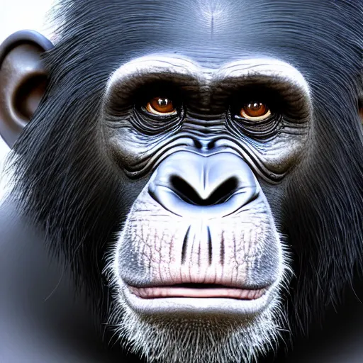 Image similar to mugshot of photorealistic chimpanzee