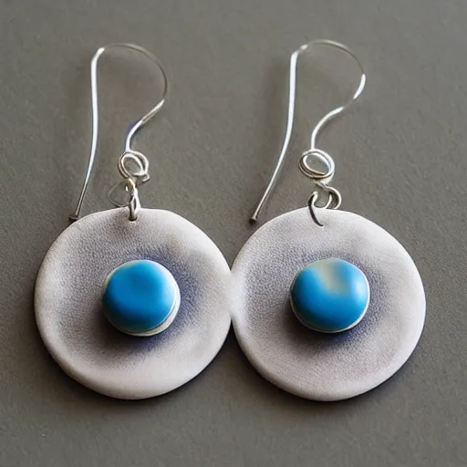 Prompt: futuristic polymer clay earrings
