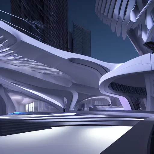 Image similar to a futuristic cyberpunk temple designed by zaha hadid, unreal engine, night lights, the evolution of humans shown in architectural drawing section