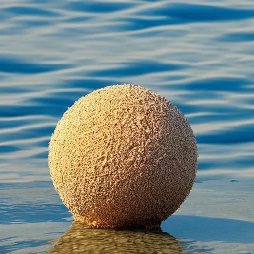 Image similar to ball made of Sand floating above water