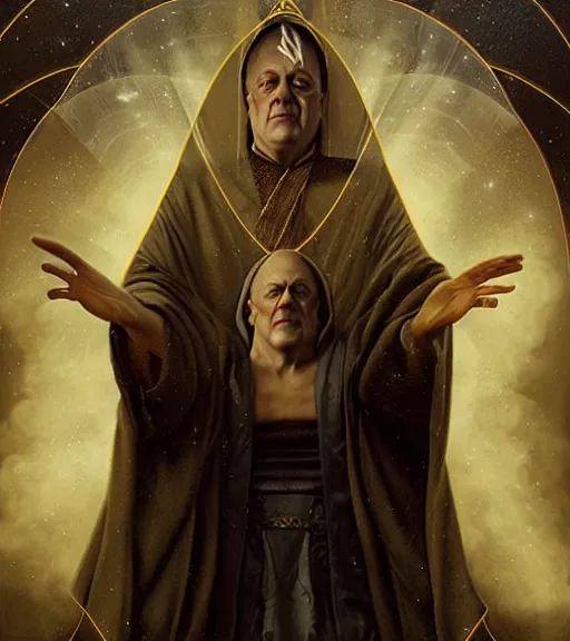 Prompt: A Magical Portrait of Aleister Crowley and the Great Mage of Thelema, art by Tom Bagshaw and Keith Parkinson and Daniel Dos Santos