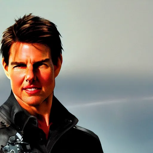 Image similar to tom cruise in a jet in the sky, realistic, detail