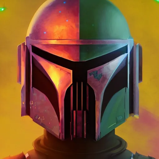 Prompt: cyber-warlock boba fett character portrait, fantasy, D&D, by beeple, brushstrokes, sketchy