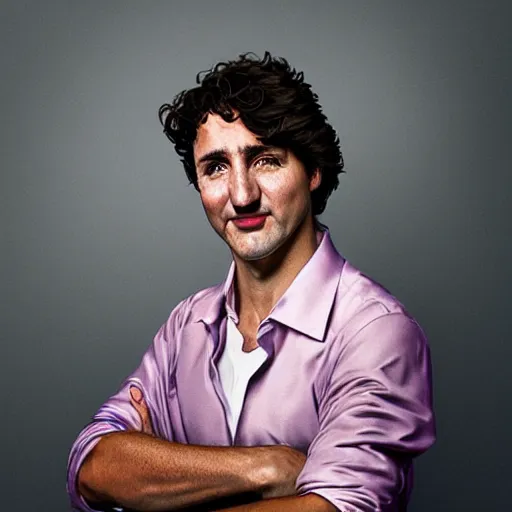 Prompt: 💄 🤡 a portrait of Justin Trudeau by Martin Schoeller, photorealistic, global lighting