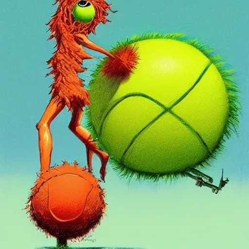 Prompt: a tennis ball monsters , ocean, digital art, fantasy, magic, trending on artstation, ultra detailed, professional illustration by Basil Gogos