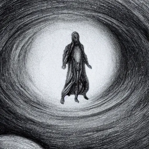 sketch of an omnipotent figure inside a void creating | Stable ...