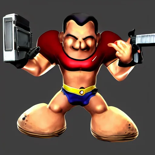 Image similar to Serious sam as smash characters