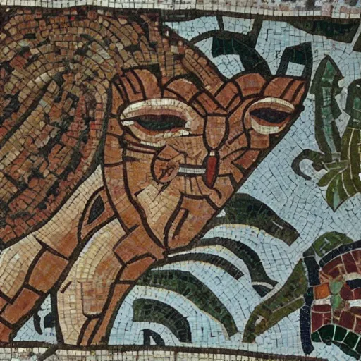 Image similar to roman mosaic of an ugly cat high detail