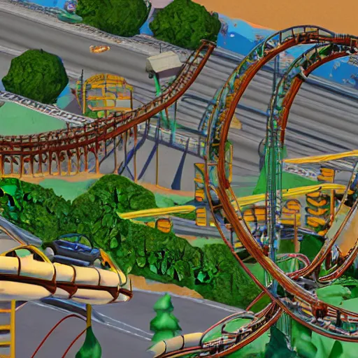 Image similar to Roller Coaster Tycoon, Grand Theft Auto