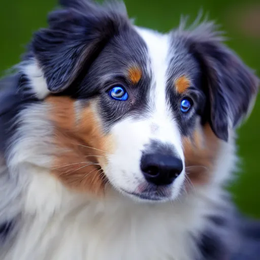 Image similar to photo of an Australian Shepherd with cool blue eyes, award winning photography